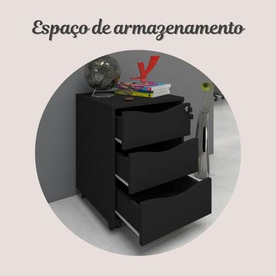 Gaveteiro Com Chave Face Preto