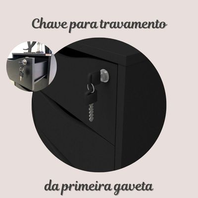 Gaveteiro Com Chave Face Preto