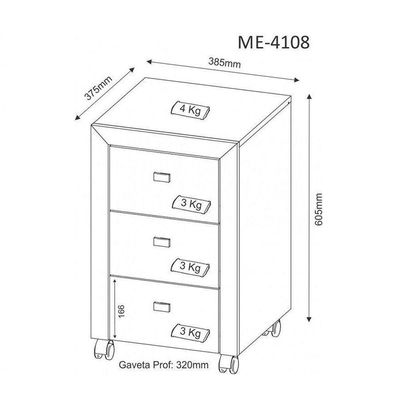 Gaveteiro Para Escritório Home Office Me4108 Mdp Amendoa