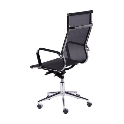 Cadeira Giratória Alta Office Tela Preto Base Rodízio Cromado