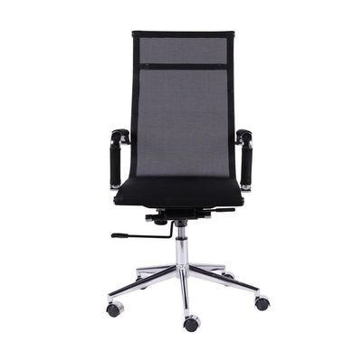 Cadeira Giratória Alta Office Tela Preto Base Rodízio Cromado