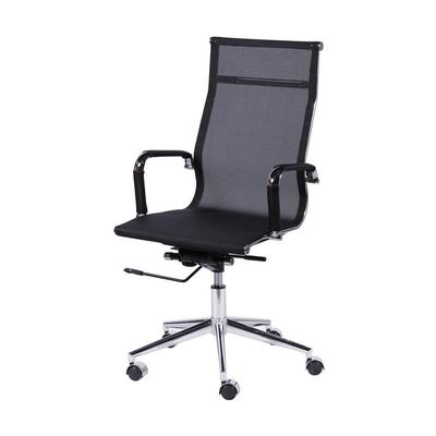 Cadeira Giratória Alta Office Tela Preto Base Rodízio Cromado
