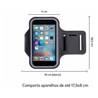 Braçadeira Suporte Porta Celular Para Corrida Academia Exercício Preto