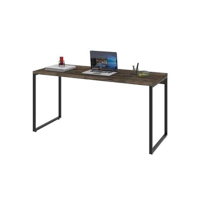 Mesa Office 150X60X75Cm Carvalho Dark / Est.Preta