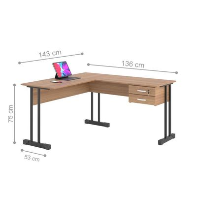 Mesa De Computador Em L Com Gaveta Lima Montana