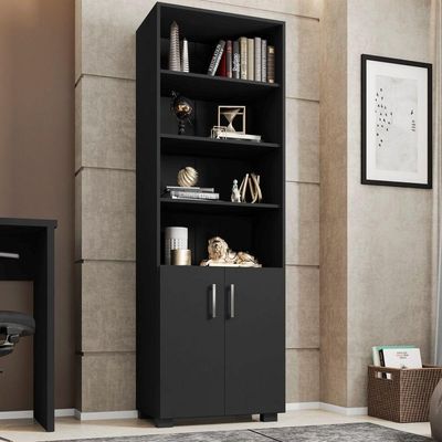 Estante Livreiro Fabiana Com Portas Preto