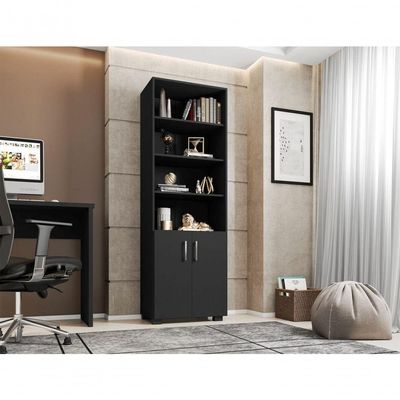Estante Livreiro Fabiana Com Portas Preto