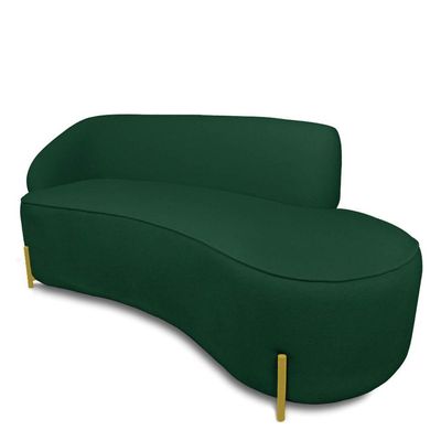 Sofá 3 Lugares Orgânico 180cm Pé Ferro Dou Morgan Bouclê L01 - D'rossi Cor Verde