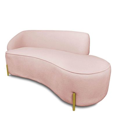 Sofá 4 Lugares Orgânico 220cm Pé Ferro Dou Morgan Bouclê L01 - D'rossi Cor Rose