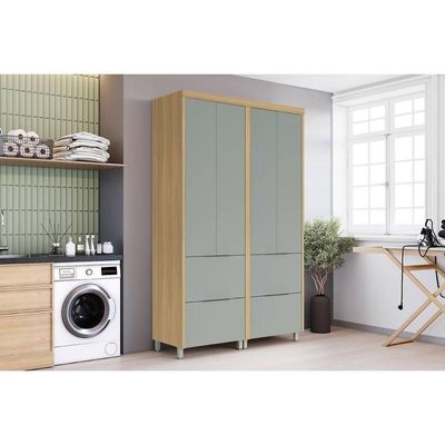 Armário Multiuso P- área Serviço Marquesa C- 4 Portas E 4 Gavetas 140cm Nature-verde - Nesher