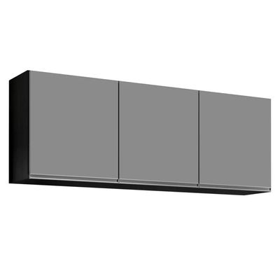 Armário De Cozinha Modulado De Canto Direito 4 Peças Cp40 Balcão Sem Tampo Preto-cinza - Lumil
