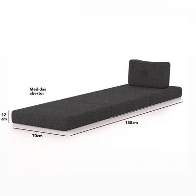 Colchonete Solteiro Pro Dormir Puff Multiuso Com Travesseiro 70x188x12 Grafite Probel Grafite