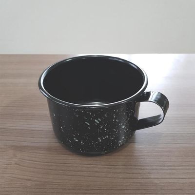 Caneca Esmaltada Grande Leiteira 600ml Caneca Rustico Preta