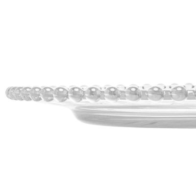 Conjunto 4 Pratos Rasos de Jantar em Cristal Wolff Pearl 28cm Transparente com Borda