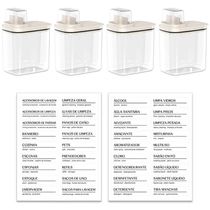 4 Dispensers para Sabão Líquido Amaciante 1,5L Flow e Etiquetas Identificadoras Ou