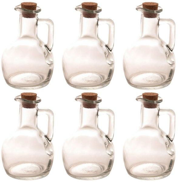 6 Galheteiros Servir Garrafa de Vidro Tampa Rolha Azeite 180ml Lyor Porta Condimentos de Mesa
