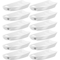Kit 12 Barcas para Sushi Comida Japonesa Oriental Restaurante Bar Coza Plástico 27,5x13cm Brancas