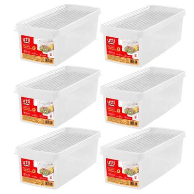 Kit 6 Organizadores de Geladeira 4,2L Legumes Verduras Tampa Ventilável Caixa Plástica