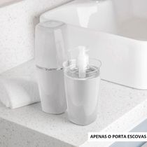 Porta Escova de Dentes e Creme Dental com Tampa para Banheiro OU Branco