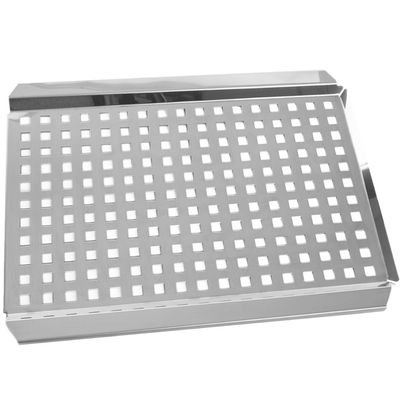 Grelha Perfurada para Carnes e Vegetais 37x29cm Aço Inox com Canaletas para Encaixar Espetos