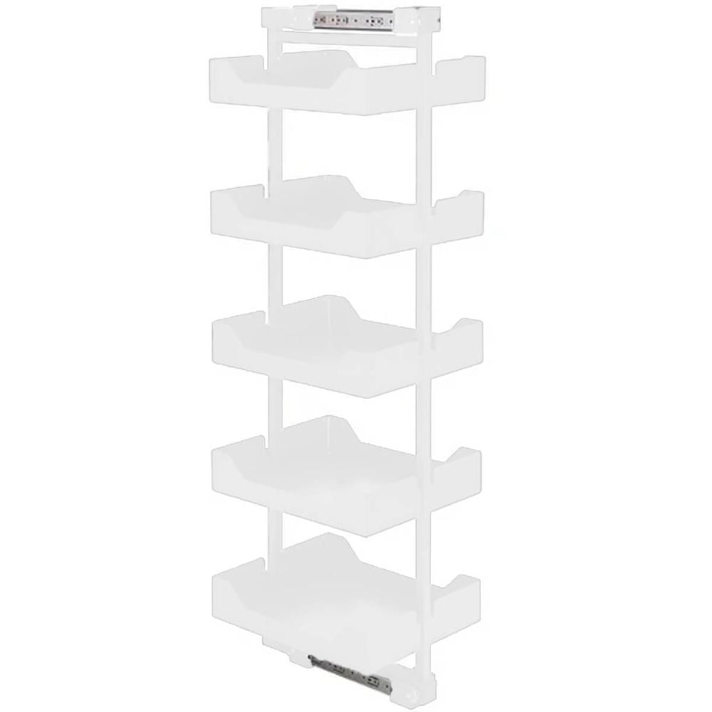 Coluna Deslizante Masutti Branca 5 Bandejas Embutir 33x48x152cm Cozinha Gavetas com Corrediça