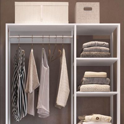 Guarda Roupa Closet Modulado Branco 3 Gavetas 100x45x181cm Com Prateleiras e Cabideiro Placa e Ponto