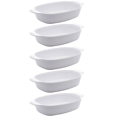 Kit 5 Travessas para Servir de Melamina Branca 23cm com Alças para Restaurantes Casa Milão Lyor