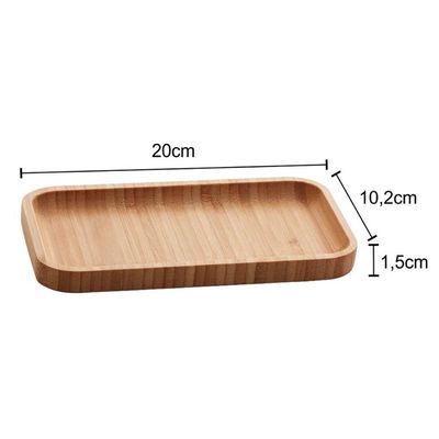 Kit 10 Bandejas de Bambu Retangulares para Cozinha 20x10cm Petisqueiras Multiuso Hire Lyor