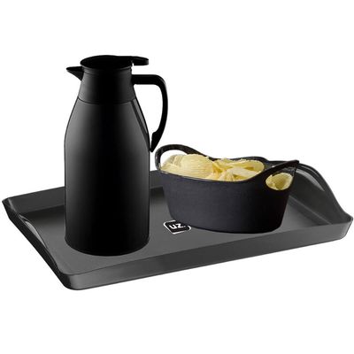 Bandeja para Servir de Plástico Plus UZ Retangular Preta Café Restaurante Self Service Cozinha