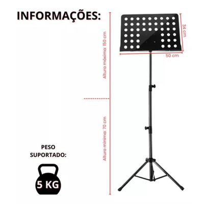 Estante Partitura Maestro Reforçada Púlpitos Pastas Livros