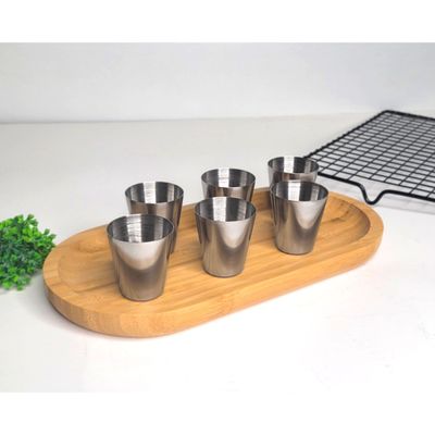 Copo Mini Aço Inox 30ml Cafe Molho Sobremesa Aperitivo 6un