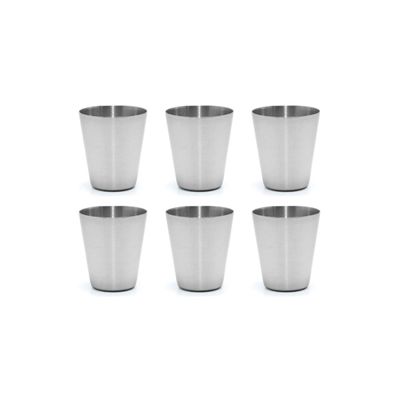 Copo Mini Aço Inox 30ml Cafe Molho Sobremesa Aperitivo 6un