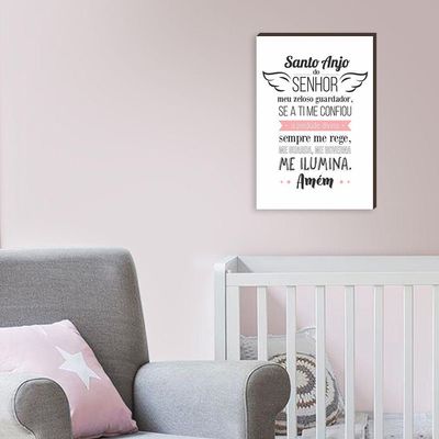 Quadro Decorativo Santo Anjo Do Senhor Rosa 40x60cm