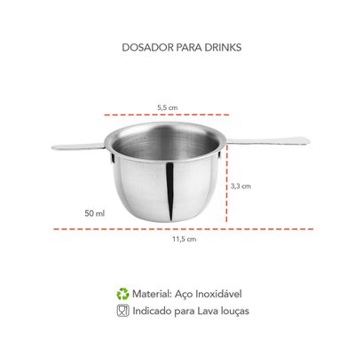 Coqueteleira Boston Copo Duplo e Dosador Drinks Inox Profissional
