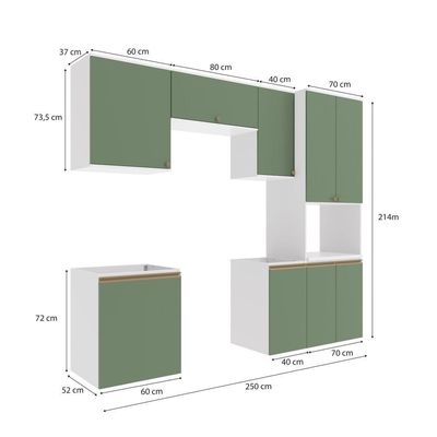 Lavanderia Modulada Kappesberg Celeste 6 Peças Branco/verde 250cm