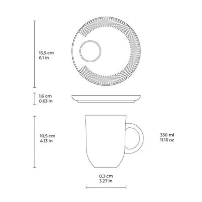 Conjunto De Canecas Com Pires 04 Peças Linhas Latte Porto Brasil