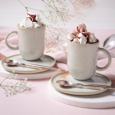 Conjunto De Canecas Com Pires 04 Peças Linhas Latte Porto Brasil