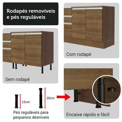 Kit Balcão + Cristaleira 70cm Rustic Glamy Madesa 01 Rustic