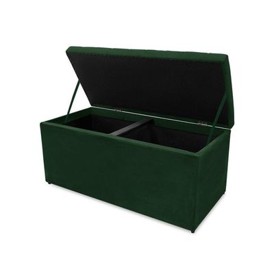Calçadeira Baú Estofada Dunas Solteiro 90 Cm - Veludo Verde