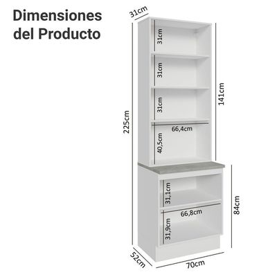 Kit Balcão + Cristaleira 70cm Branco Glamy Madesa 01 Branco