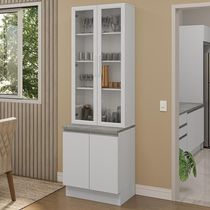 Kit Balcão + Cristaleira 70cm Branco Glamy Madesa 01 Branco