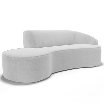 Sofá 5 Lugares Curvo Living Firenze Direito D02 Bouclê Branco 300cm B-53 - Lyam