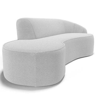 Sofá 5 Lugares Curvo Living Firenze Direito D02 Bouclê Branco 300cm B-53 - Lyam
