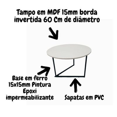Mesa De Centro Jade Industrial Pés De Ferro