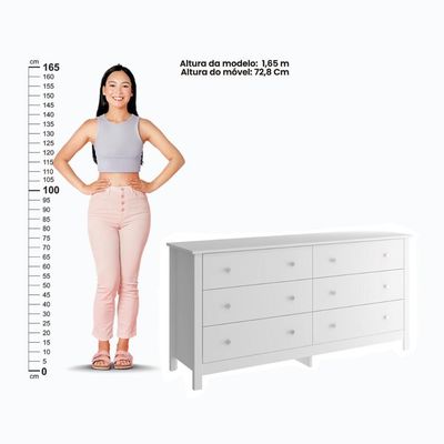 Cômoda Ditália 6 Gavetas Dm-221 Branco