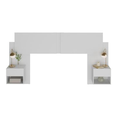 Cabeceira Casal Queen Com 2 Mesas De Cabeceira 232cm Multimóveis MP4325 Branco