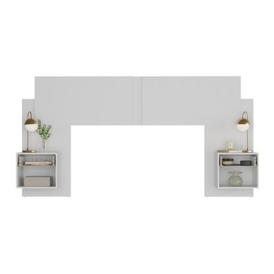Cabeceira Casal Queen Com 2 Mesas De Cabeceira 232cm Multimóveis MP4325 Branco