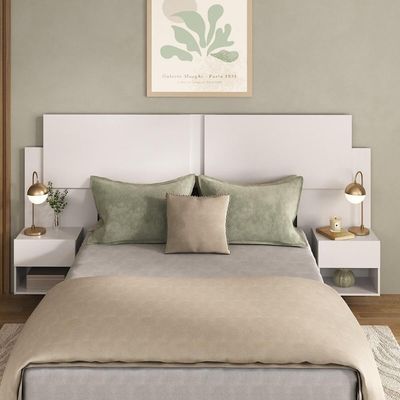 Cabeceira Casal Queen Com 2 Mesas De Cabeceira 232cm Multimóveis MP4325 Branco