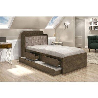 Bibox Tamires C/ Capitonê 0,9 Castanho Wood - Cambel