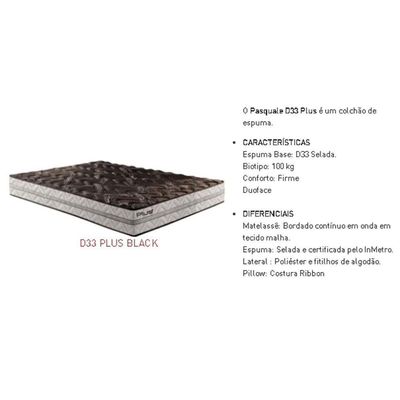 Cama Box Queen: Colchão Espuma D33 Paropas Pasquale Plus + Base CRC Suede Black(158x198)